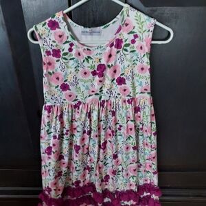 Floral Pink and Purple Kids Dress